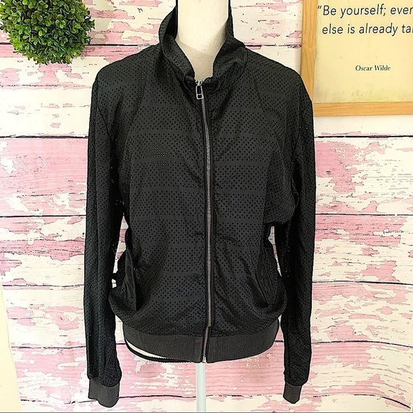 ADIDAS Black Long Sleeve Laser Cut Out Perforated Jacket size Small - Picture 1 of 7